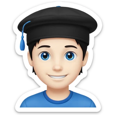 Menino branco de cabelo escuro, boné preto, olhos azuis sticker