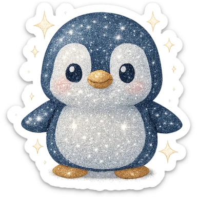 sparkly penguin sticker