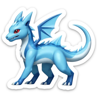 Shiny Glacéd Glacier Salandit-Glaceon-Salamence-hybrid-fusion (full body) sticker