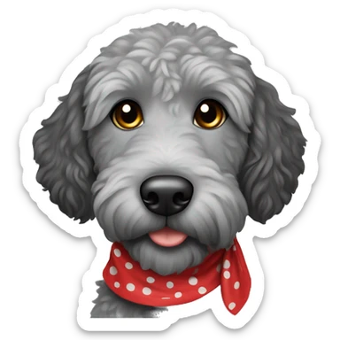 grey and black spotted labradoodle with red bandana sticker