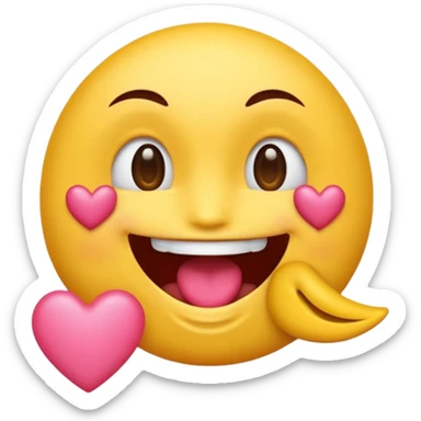 emoji souriant avec la langue sortie et un petit cœur subtil près du coin de la bouche sticker