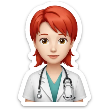 doctor with red hairclips sticker