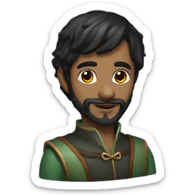 black hair elf girl with a while man with a beard and dark hair sticker