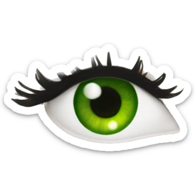 Single green eye with large volume eyelash extensions  sticker