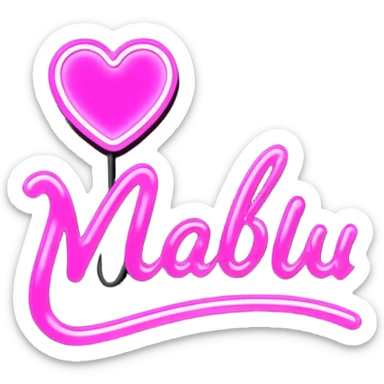 glowing pink neon sign that says "Malibu" in cursive  sticker