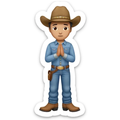 cowboy with hands clasped in prayer boots visible sticker