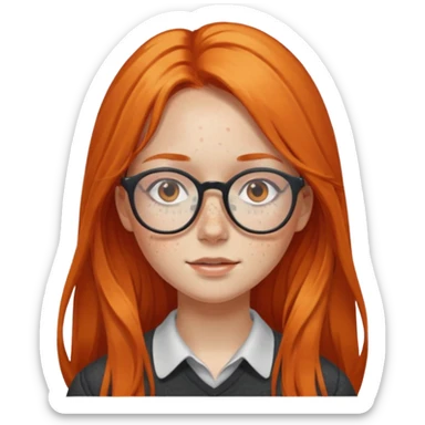 Girl with long orange hair and glasses sticker
