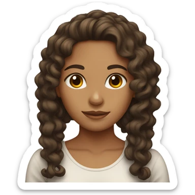 Tan skinned girl with long dark brown curly hair sticker