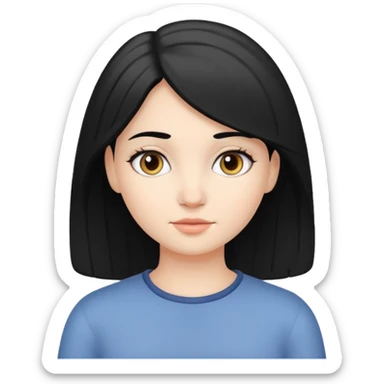 Chica de piel blanca rostro ovalado cabello negro canoso hasta los hombros  sticker