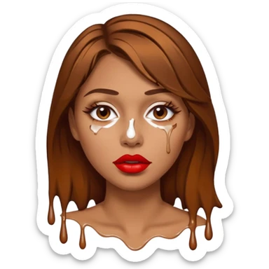 Brown Hair, Woman, white paint drip, face, hot, Sexy, lips sticker