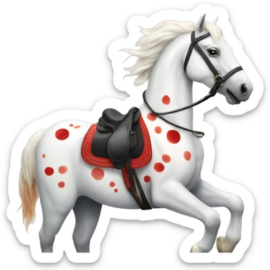 A white horse with red spots in the saddle sticker