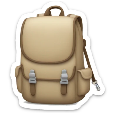 beige backpack with keychain sticker