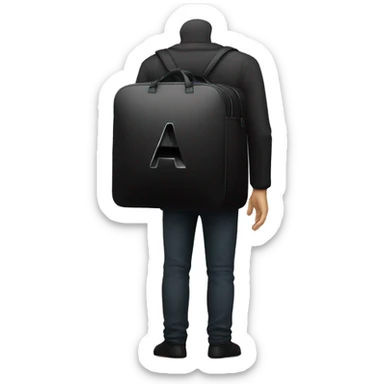 bag looking like alphabet letter A. modern style. all black sticker