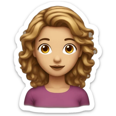 Fille avec les cheveux brun et un gros front   sticker