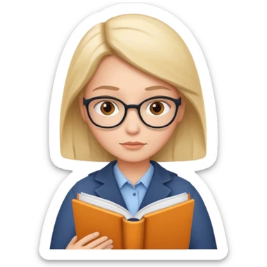 content expert professional person with a book or document, thoughtful expression sticker