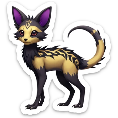 Rare realistic exotic edgy dark gothic gloomy epic pretty beautiful handsome gorgeous aesthetic colorful vibrant Vernid-Trico-species-Fakemon-creature by LiLaiRa, 4 legs, 1 tail, random markings, (full body) sticker