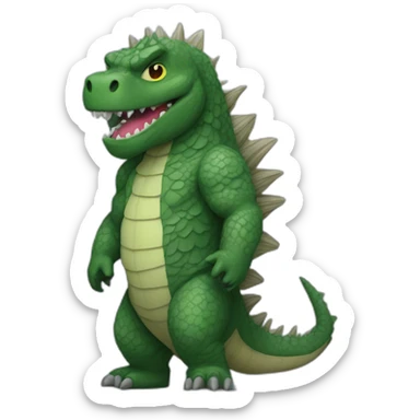 Godzilla dressed in a little outfit sticker