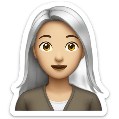 asian young woman concered sticker