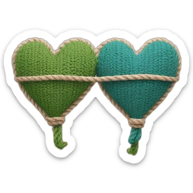 Two hearts made out of rope, knitted together sticker