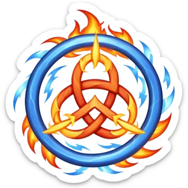  An abstract mystical fire symbol made of intertwining smoke, flame, and lightning, rune-like design, gothic realistic style, soft neutral background, emoji-style icon, clean edges. sticker