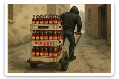 aka-uka ichimlik ortilgan aravani olib qochishyapti orqa tarafdan rakurs yuzi ko'rinmasin sticker