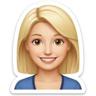 emoji of a 30-year-old woman, mature appearance, blonde hair, smiling sticker