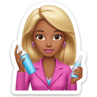Brown skin blonde hair Barbie with skincare  sticker
