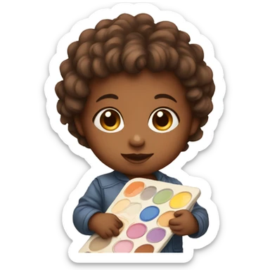 baby artist holding palette sticker