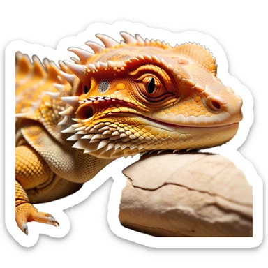 Meme-Worthy Cute Sleeping Bearded Dragon Portrait Emoji, Head resting peacefully with a contented smile, showcasing a delightfully robust build and a luxuriously soft scaled hide in warm earthy tones, eyes shut in a serene, restful nap, Simplified yet hilariously adorable features, highly detailed, glowing with a soft, drowsy light, high shine, relaxed and utterly lovable, stylized with an air of playful laziness, bright and heartwarming, soft glowing outline, capturing the essence of a comically sleepy dragon, so meme‐worthy it feels like it could instantly become the next viral sensation of adorable reptilian slumber! sticker