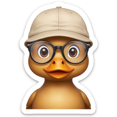 little duck with glasses and a cap  sticker