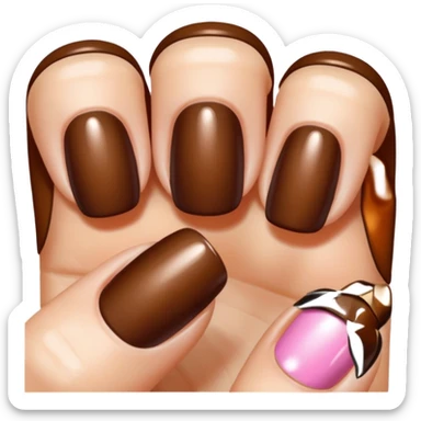💅🏼 comme cet émoji, mais les ongles et le vernis en marron sticker