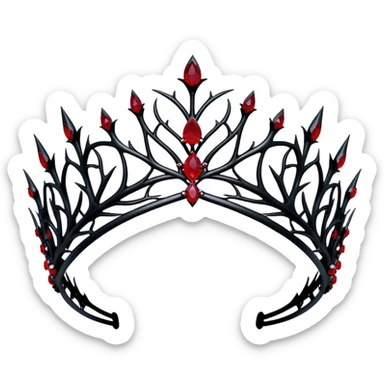 Black Gothic thorn tiara with ruby jewels  sticker