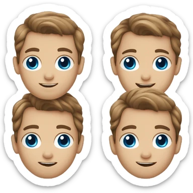 Triplets boys , young adults with brown hair and blue eyes sticker