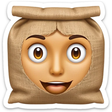 face with burlap sack texture sticker