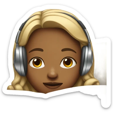 girl with earphones on bed sticker