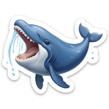 Cinematic Cute Yawning Humpback Whale Portrait Emoji, Head tilted slightly with a dramatic, wide-open yawn, showcasing a massive yet gentle blue-gray body with gently rippling baleen plates and sleepy, half-closed eyes, Simplified yet irresistibly adorable features, highly detailed, glowing with a soft, cozy marine glow, high shine, relaxed yet expressive, stylized with a dash of whimsical deep-sea charm, soft glowing outline, capturing the essence of a drowsy yet affectionate humpback whale that appears ready to drift into a deep-sea slumber! sticker