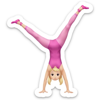dancer-gymnast child with blonde hair in pink tights doing a handstand sticker
