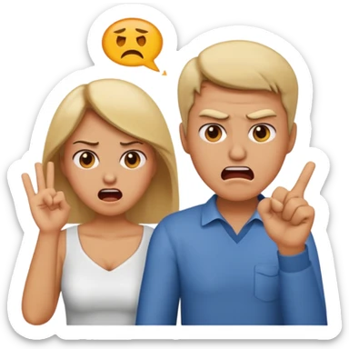 married couple arguing, emoji style, woman gesturing sticker