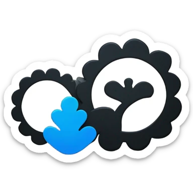 Create an emoji of a solid black checkmark centered within a blue scalloped circular shape, resembling a flower or cloud sticker