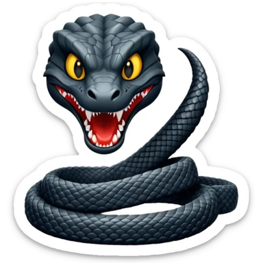 full body of black viper with fangs, front face  sticker