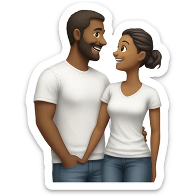 happy couple in casual attire sticker