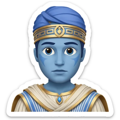 🤷🏻‍♂️  Quiero que lo ambientes en Grecia vestimenta y sea de piel azul sticker