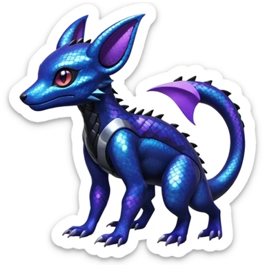 Shiny Cool Futuristic Salandit-Umbreon-Fakémon-hybrid-creature (full body)  sticker