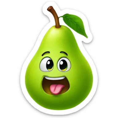 Green Cute pear with tongue sticker