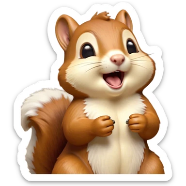Cinematic Cute Yawning Squirrel Portrait Emoji, Head tilted slightly with a dramatic, wide-open yawn, showcasing a soft, downy auburn Fur with a fluffy tail and delicate cream accents, round eyes barely open in drowsy contentment, Simplified yet irresistibly adorable features, highly detailed, glowing with a soft, cozy glow, high shine, relaxed yet expressive, stylized with a touch of woodland charm, bright and endearing, soft glowing outline, capturing the essence of a sleepy yet affectionate squirrel, so drowsy it feels like it could scamper out of the screen and curl up for a nap! sticker