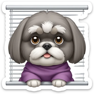 cute all grey shih tzu peeking through window blinds sticker