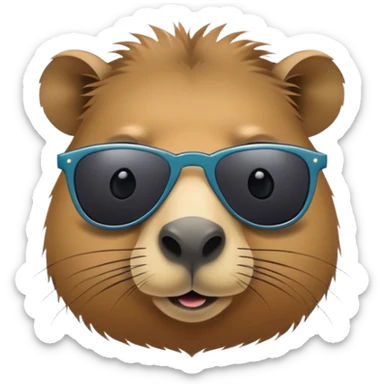cool capybara wearing fashionable dark sunglasses sticker