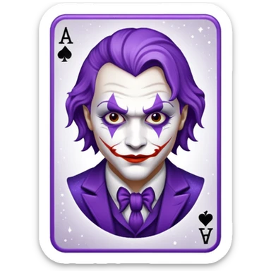 Glitter Purple and White Joker Gangster Card sticker