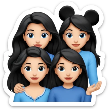 escribe el nombre Disneyland Paris y para titulo, pon a quatro chicas: una pelo corto negro, una pelo rizado largo, una pelo largo liso y la otra pelo ondulado mediano, esta con el ojos azules. Todas tienen piel carne. NOOOOOO, pon el titulo Disneyland Paris i por los lados o con las manos arriba  sticker