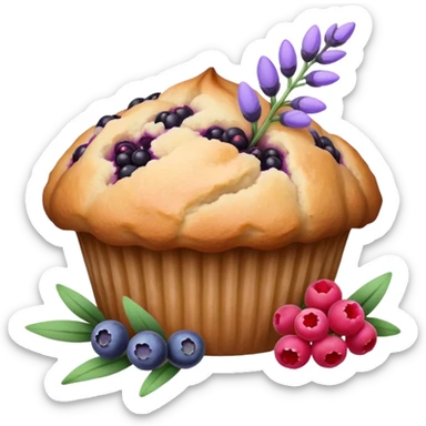 Lavender flower sprig muffin with berries sticker